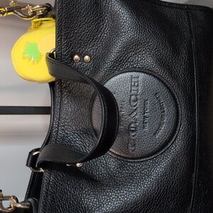 Coach Dempsey Tote 22 Black Pebbled Leather With Handles And Crossbody Strap